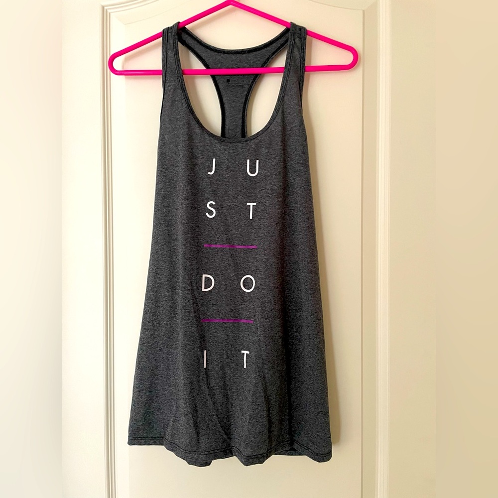 Nike "Just Do It" Grey Dri-Fit Racerback Tank Top Large (NWT)